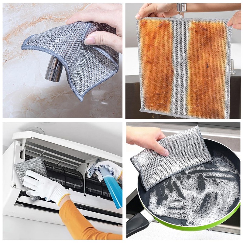 YinQin Three Layer Wire Dishwashing Cloths, 20 x 20 cm