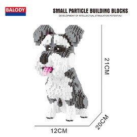 BALODY Blocks Dog Dog Building Blocks Animals Mini Blocks Kids DIY Present Assembly Gift (Schnauzer)