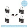 Master Lock 9120EURQNOPBLK 20mm Black Covered Aluminium Padlocks Four Pack
