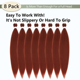 Braiding Hair Pre Stretched 22 Inch 8 Packs Long Braiding Hair Extension Pre Stretched Braiding Hair Professional Synthetic Hair For Braiding Hot Water Setting Soft Yaki Texture(22",#350-8P)