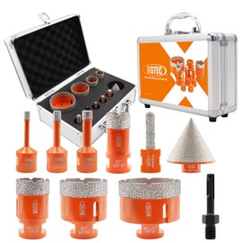 BGTEC Diamond Core Drill Bits Set - 10pcs Tile Hole Saw Kit 6/8/10/25/35/50/65mm with 10mm Diamond Finger Bits and 2" Chamfer Bits for Porcelain Ceramic Tile Granite Marble