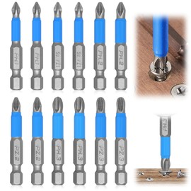 12 Pcs Screwdriver Bit Set, Magnetic Screw Driver Power Drill Bit, Electric Hand Drill Tool Accessory, for Screwdrivers Drill, 50mm (PZ1, PZ2, PZ3, PH1, PH2, PH3)