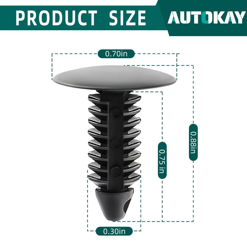 AUTOKAY 100Pcs 8mm Bumper Clips Auto Car Hole Plastic Rivets