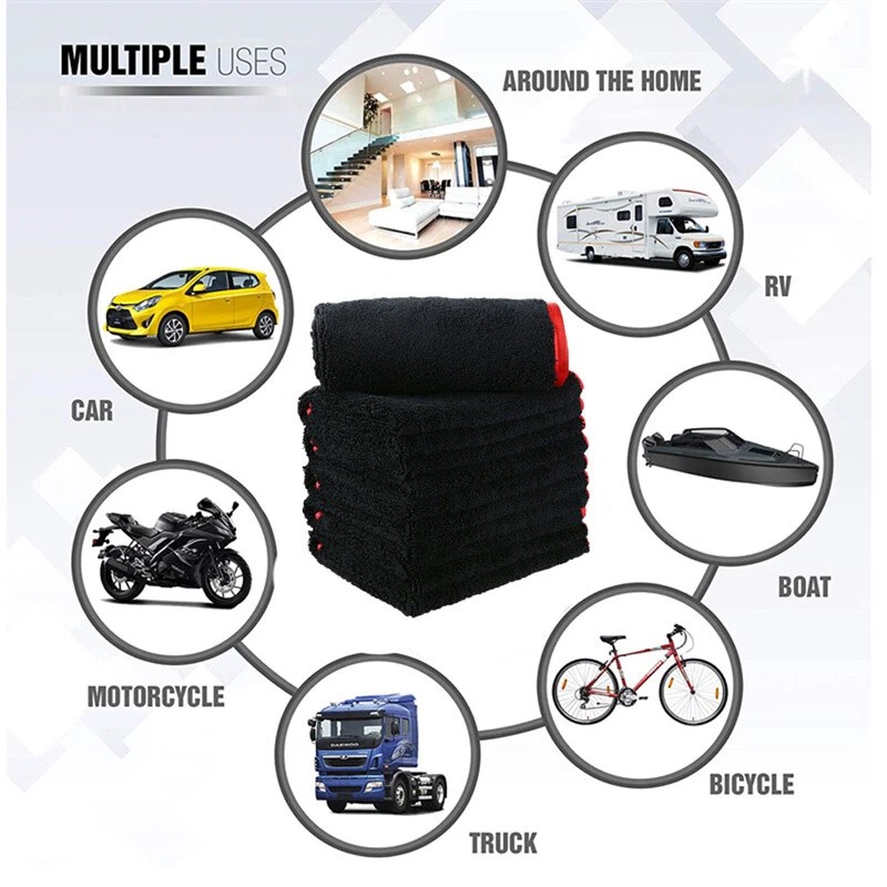 CarCarez 6 Pcs Microfiber Car Drying Towels Hemming Super Absorbent