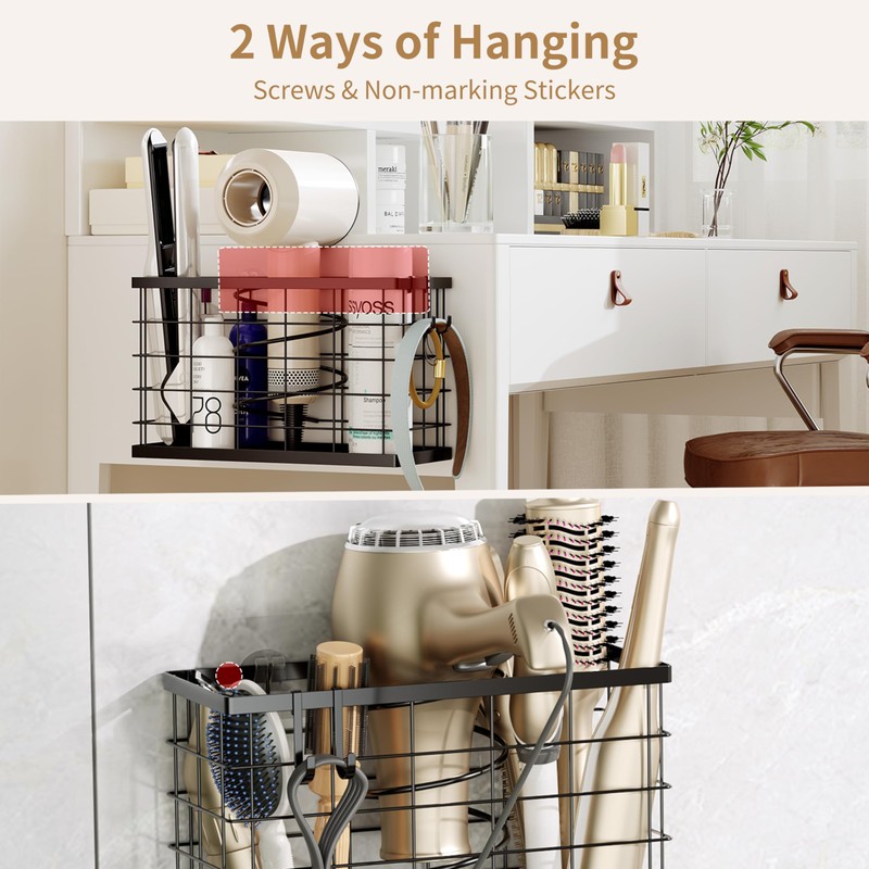 Hair Dryer Holder -3-in-1 Hair Tool Organizer Blow Dryer Holder