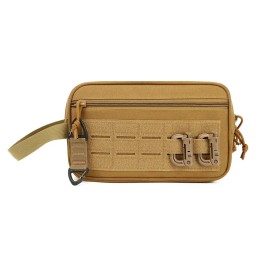 Tactical Toiletry Bag for Men Molle Shower Shaving Kit Waterproof EDC Dopp Kit for Travel Camping Gym Compact Hygiene Organizercolor: Tan, size: L