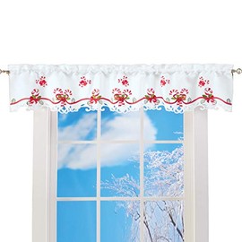 Collections Etc Embroidered Candy Cane Window Curtains with Rod Pocket Top - Holiday Home Decor for Any Room