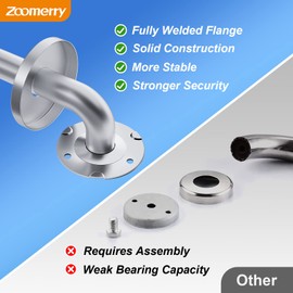 Handicap Grab Bars, 2 Pack 16 Inch Shower Grab Bar for Seniors, 304 Stainless Steel ADA Grab Bars for Bathtubs and Showers, Toilet, Safety Shower Handles for Elderly, Disabled, Injury (Brushed Nickel)