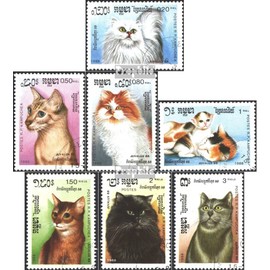 Cambodia 930-936 (complete.issue.) 1988 Cats (Stamps for collectors) cats