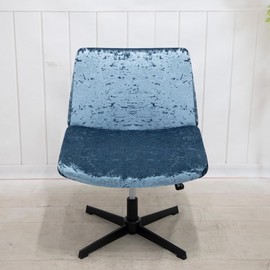 Armless Chair Slipcover Criss Cross Accent Mid Back Wide Seat Swivel Task Chair Protector Stretch Removable for Living Room Bedroom Accent Chair (Gray Blue)