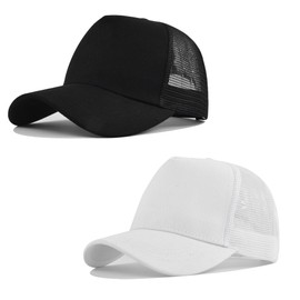 HAPEE Mens 2/3 Pack Trucker Classic Snapback Baseball Caps, B-2P04-Black White