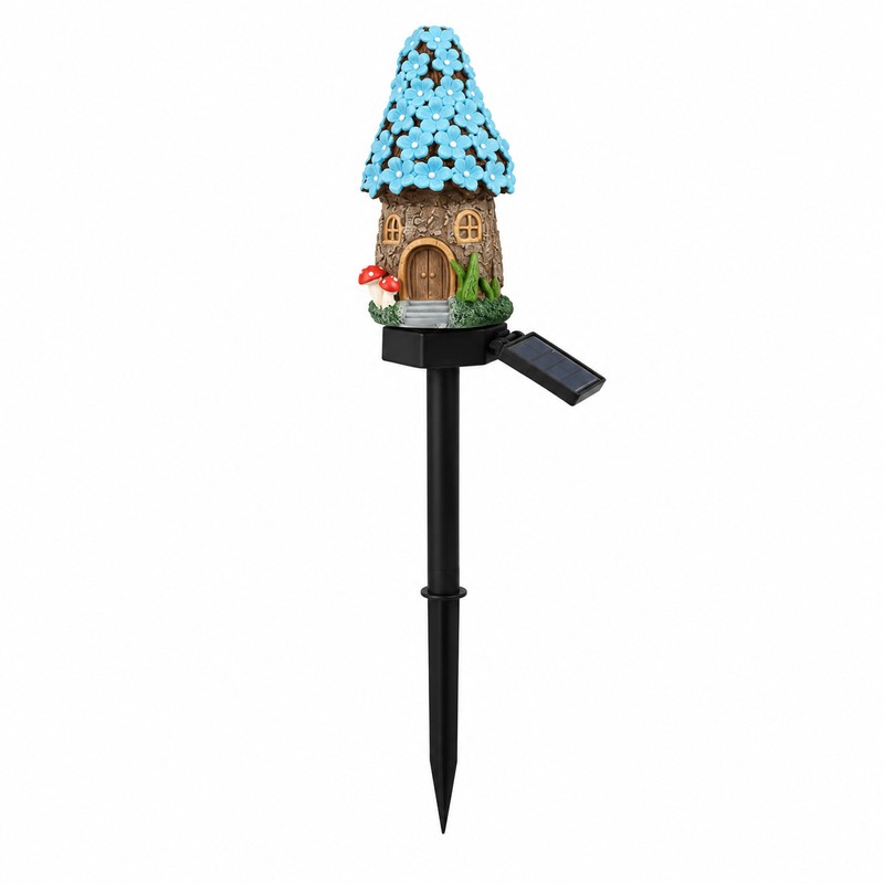 Solar Cartoon House LED Garden Stake Light, Warm Yellow Outdoor