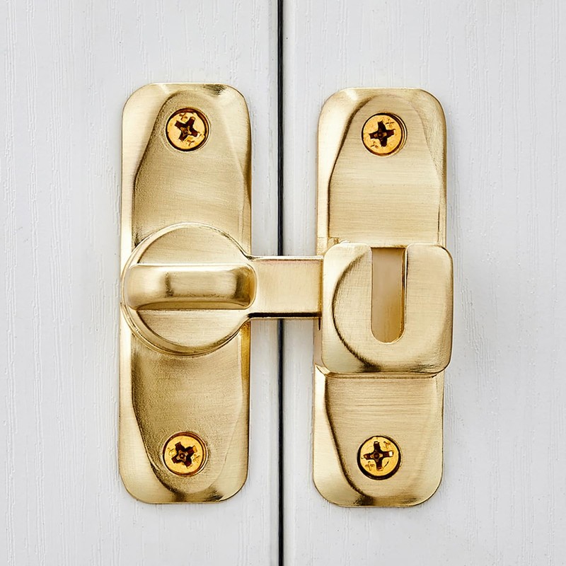 INIRET Barn Door Latches,Gold 90/180 Degree Gate Lock,Zinc Alloy Right