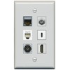RiteAV Cat7 Coax HDMI Phone Toslink USB-C Wall Plate - Flat Style [Gray/Gray]