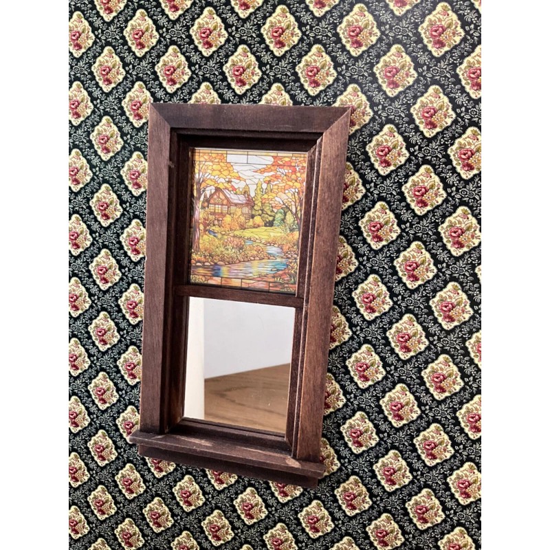 Unbranded Autumn Maple Cottage Dollhouse Miniature Stained Glass Window Film