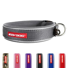 EzyDog Classic Neo Dog Collar - Reflective Large Dog Collar with Quick Release Buckle, For Small, Medium & Large Dogs - Supreme Comfort with Soft & Strong Nylon Webbing - Grey
