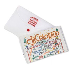 Catstudio Colorado Ski Dish Towel - U.S. Ski Resort Souvenir Kitchen and Hand Towel with Original Artwork - Perfect Tea Towel for Colorado Lovers, Travel Souvenir