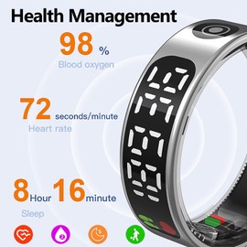 Smart Ring mit Display Smartring Herren Damen Fitness Ring Tracker Android IOS Fitnessring Tik Tok Scrolling Ring Smarter Ring Schlaf Pulsmesser Schrittzähler Schwarz Gold Silber Aktivitätstracker