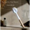 Afnax Dish Cleaning Brush with Handle Built in Scraper, Bamboo