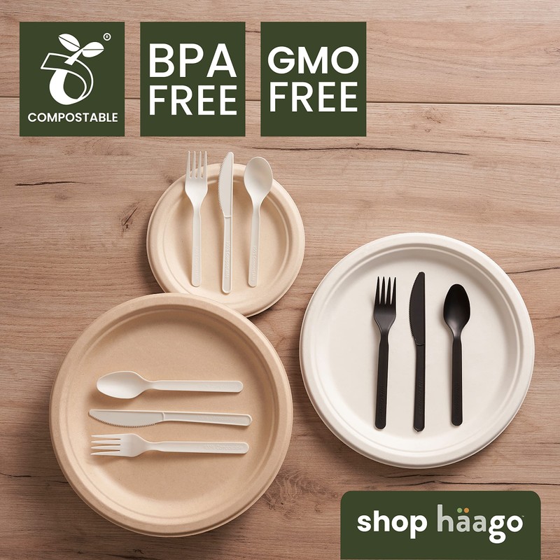 HAAGO 100 PLA Forks Cutlery Made of Bioplastic - Biodegradable