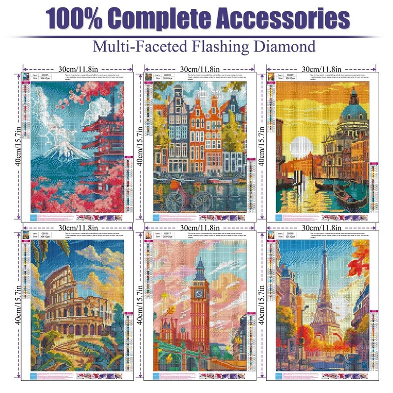 tigdtiu Set di 6 diamond painting per adulti, 5D fai
