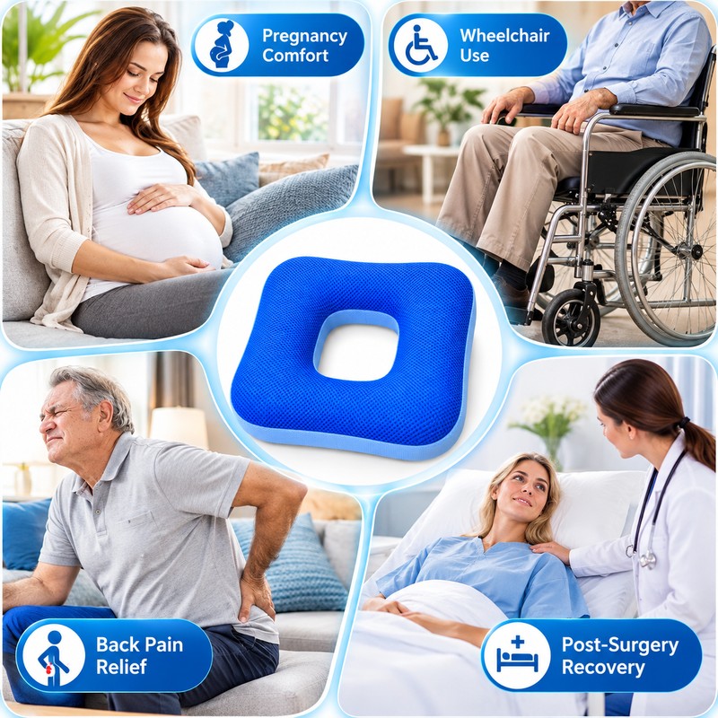 Center Cutout Seat Cushion for Senior Seating Comfort – Soft
