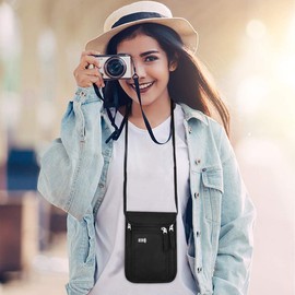 KEAFOLS Travel Pouch Neck Wallet RFID Blocking Passport Holder Organizer Case with Hindden Pocket for Men or Women