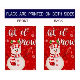 YaoChong Let It Snow Snowman Christmas Garden Flag 12.5x18 Inch Double Sided,Winter Red Yard Farmhouse Outdoor Decorative Flag