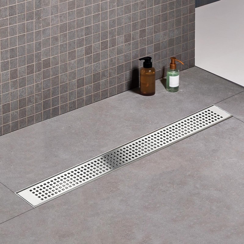 Elefloom Offset Linear Shower Drain, Shower Drain 60 inch with