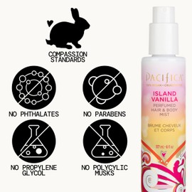 Pacifica Mini Island Vanilla Hair Mist Perfume and Full Body Spray for Women - Body Mist Fragrance Spray for A Mood-Lifting Experience, Paraben-Free, Clean Beauty Alcohol-Free, Vegan 2 oz