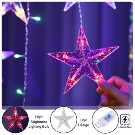 BLOOMWIN Light curtain star light chain curtain, USB 8 modes, mood lights, Christmas lighting for windows, doors, indoor star curtain.