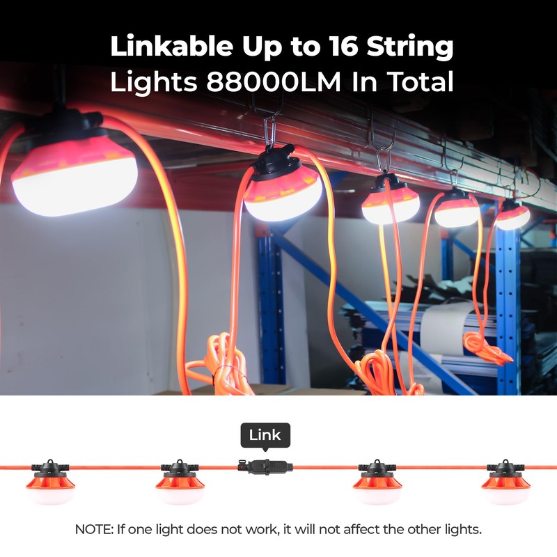 Omlite LED Construction String Lights:50w ETL Certified Industrial LED String