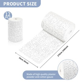 TCAIRG 12 Rolls Plaster Strips Plaster Gauze Plaster Bandages Plaster Cloth Plaster Wrap Rolls for DIY Hobby Crafts, Belly Cast, Body Molds, Mask Making, Scenery Art, 4 x 106 Inches