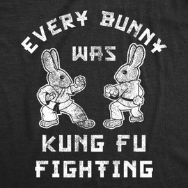 Funny Easter Bunny T-Shirt for Women – Every Bunny was Kung Fu Fighting Graphic Tee – Cute Spring Novelty Shirt for Easter