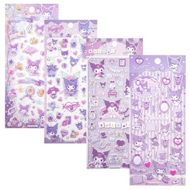 Cartoon Stickers Children, Set of 4 3D Stickers Girls Favourite Stickers Waterproof Stickers for Cups, Laptops, DIY Crafts, Mobile Phones, Scrapbooks (KLM)