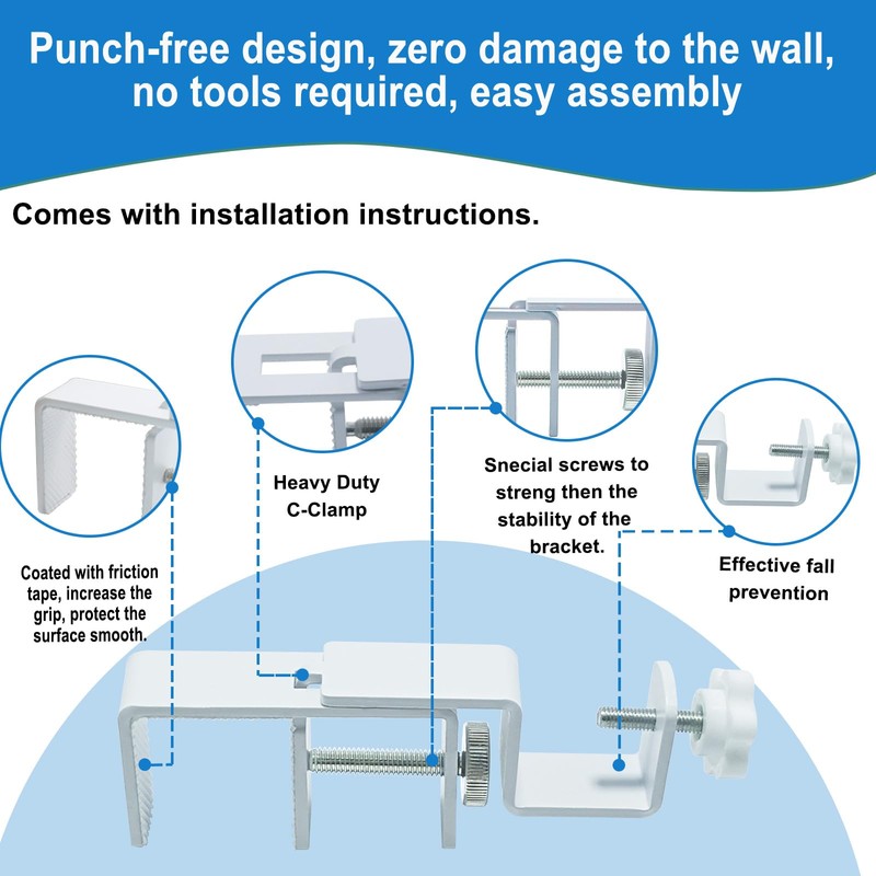 LAZTZQ Outside Mounted Blinds Curtain Rod Bracket Attachment, 1.3 -