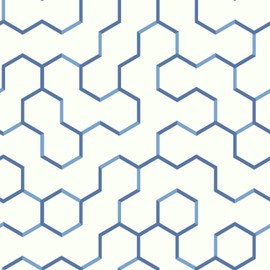 RoomMates RMK9093WP Blue Open Geometric Peel and Stick Wallpaper