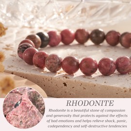 Seyaa Rhodonite Bracelets for Women Natural Stone Chakra Beaded Bracelet, Men Women Reiki Yoga Bracelet Gifts