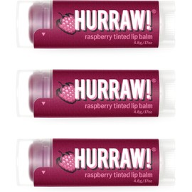 HURRAW! Bálsamo Labial Con Color Frambuesa, Paquete De 3:(Tono Frambuesa Translúcido)Orgánico, Vegano Certificado, Libre De Crueldad Animal Y Gluten. Sin Transgénicos, Ingredientes 100% Naturales. Sin
