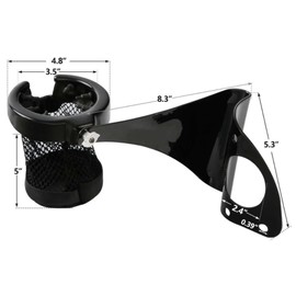 OKOVO Rear Drink Cup Holder Passenger Fits Harley Davidson FLHT -(Black) -(Iron)