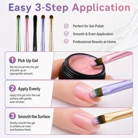 French Tip Clean Up Brush – Professional Nail Art Brush for Gel Polish & Acrylic, Manicure Cuticle Cleaning Tool for French Manicure, Builder Gel, Polygel (Pink)