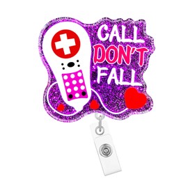 Arakulago Nurse Badge Reel Retractable Funny Medical Assistant Call Don't Fall Nursing Student Badge Holder with ID Clip Accessories Doctor Acrylic Name Badge Clip Hospital CNA RN SLP ID Card Tl63M