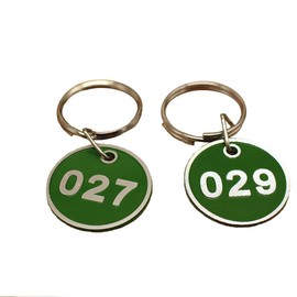 Aluminium and Plastic Numbered Key Fob 30mm 1-100 Green