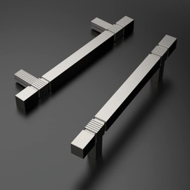 Amerdeco 10 Pack Brushed Satin Nickel Kitchen Cabinet Pulls 3-3/4 Inch Hole Centers Cabinet Hardware Kitchen Handles for Cabinets Cupboard Handles Drawer Pulls T Bar ZH0021