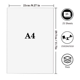 White Card, A4 Card 250GSM Thick Card Stock for Cards Making, Scrapbook, Office Printing and Arts or Crafts DIY (25 Sheets)