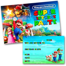 Mario Party Invites Birthday Invitations & Envelopes (WRITE ON) 12 with envelopes
