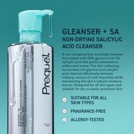 Prequel Skin Gleanser SA, Moisturizing Glycerin Face Wash,1% Salicylic Acid Face Cleanser, Unscented and Combination Skin Face Soap, 13.5 ounce (each) Pump Bottles - 6.75 fluid ounce (Pack of 2)
