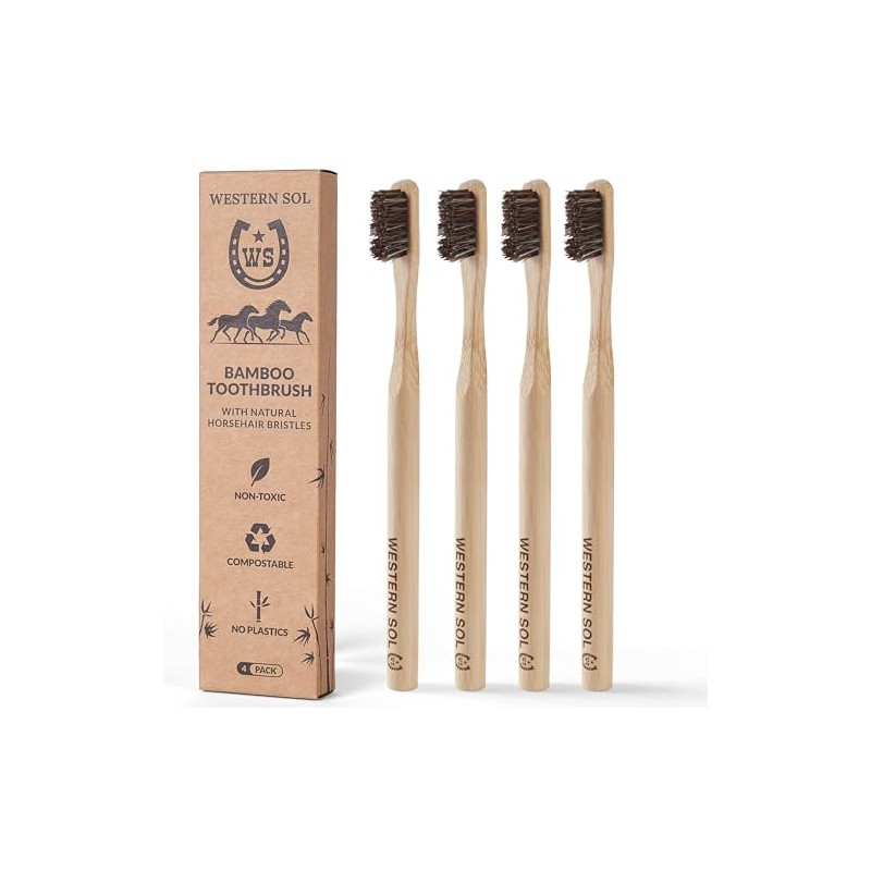 Western SOL Horse Bristle Bamboo Toothbrushes (4-Pack) – Luxury Toothbrush
