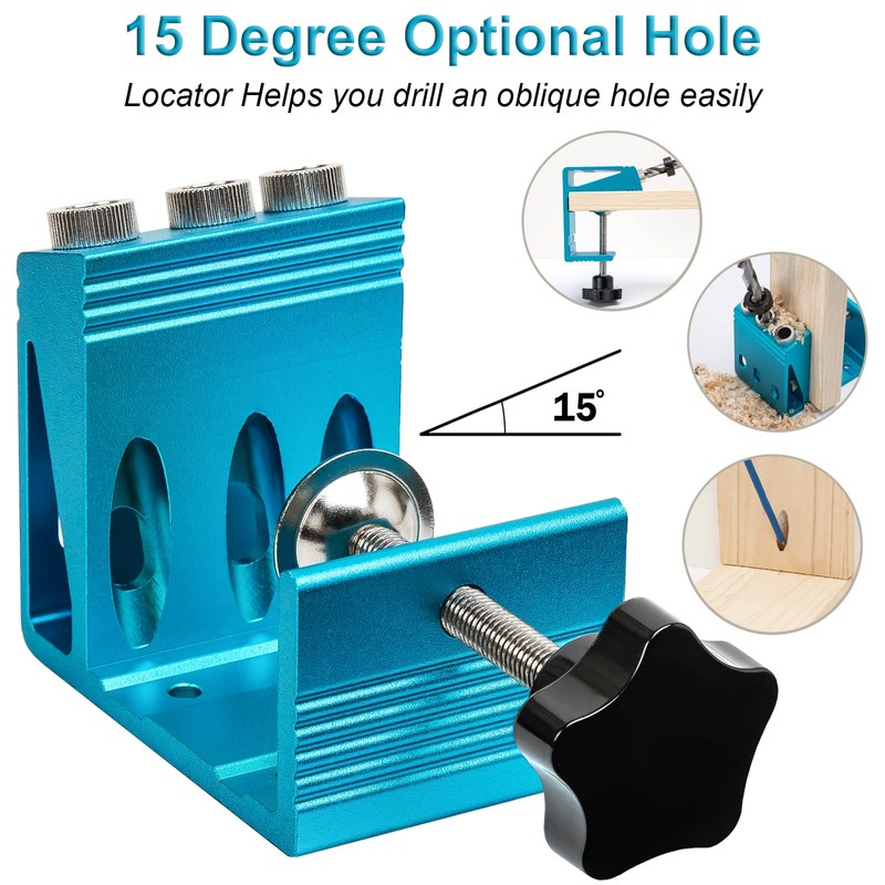 Pocket Hole Jig Kit with 3 Drill Hole for Carpentry