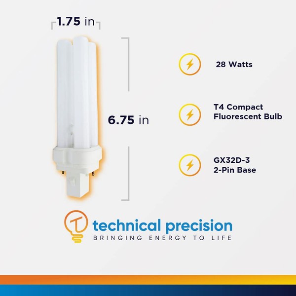Replacement for Light Bulb/Lamp PLC15mm-28w/27 Light Bulb by Technical Precision - T4 28 Watt Compact Fluorescent 2 Pin Light Bulb - GX32D-3 Base - 1 Pack
